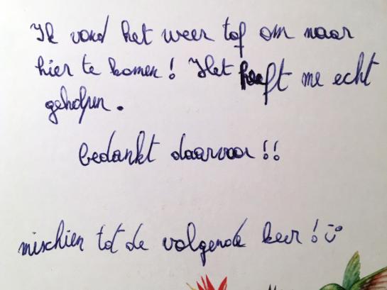 Bedanktekstje van Lieselot