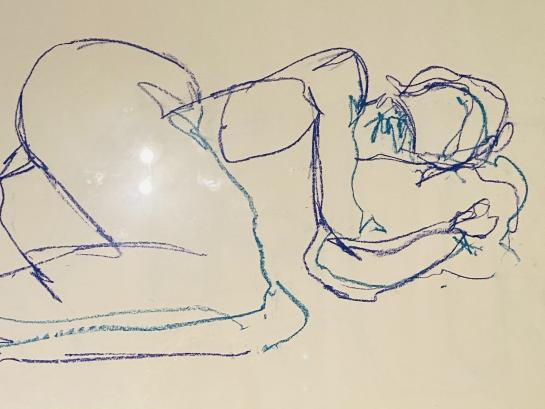 Tekening van slapende vrouw